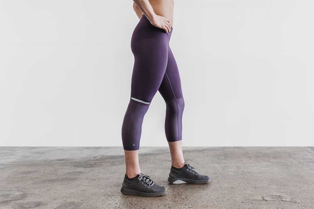 NOBULL Women's Pace Crop Tights - Plum - Ireland (7215LTVMJ)